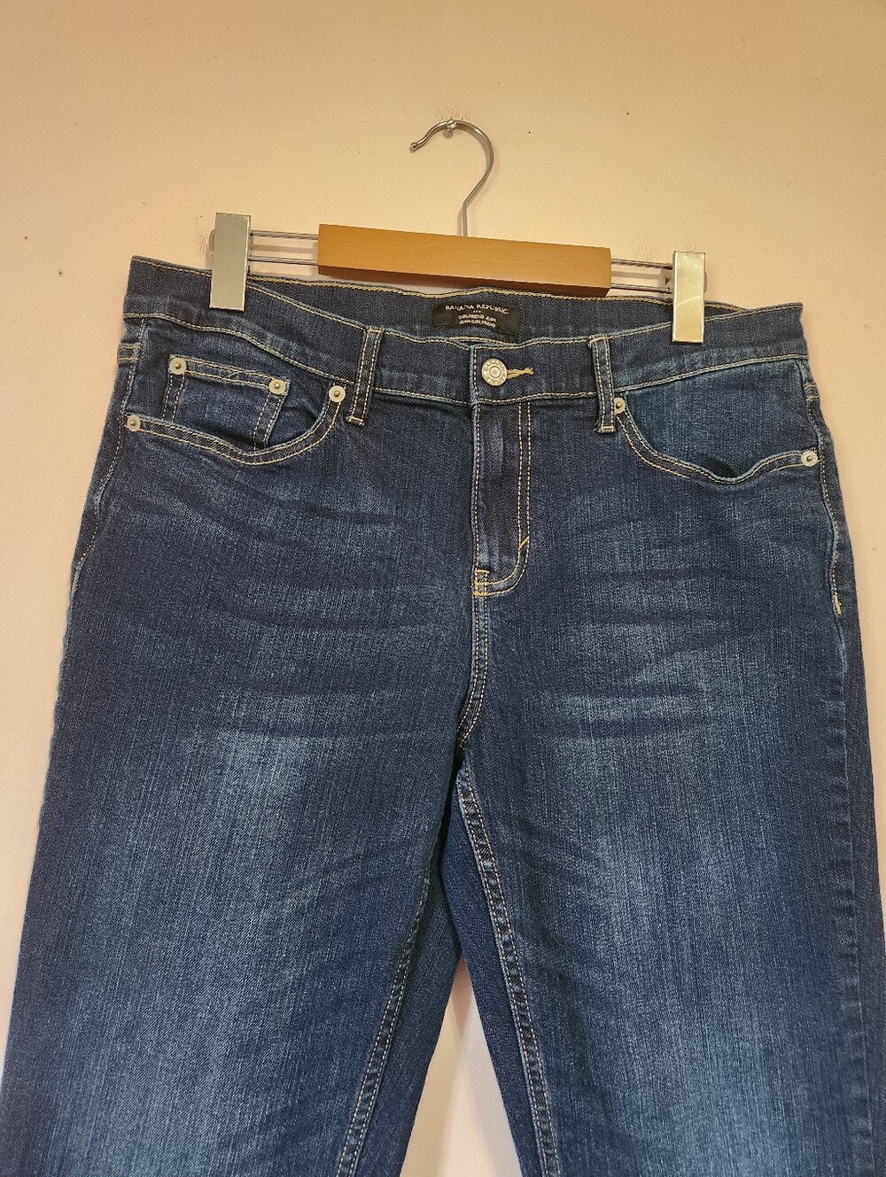 Banana Republic Dark Wash Authentic Girlfriend Jeans 30/10 Stretch Denim EUC - Picture 2 of 7